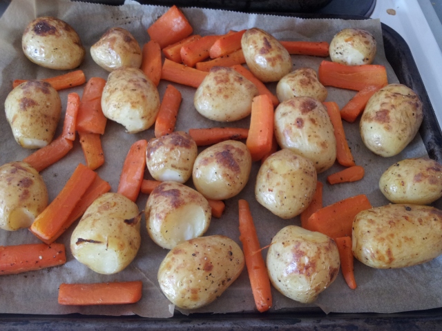 Roast carrots & potatoes
